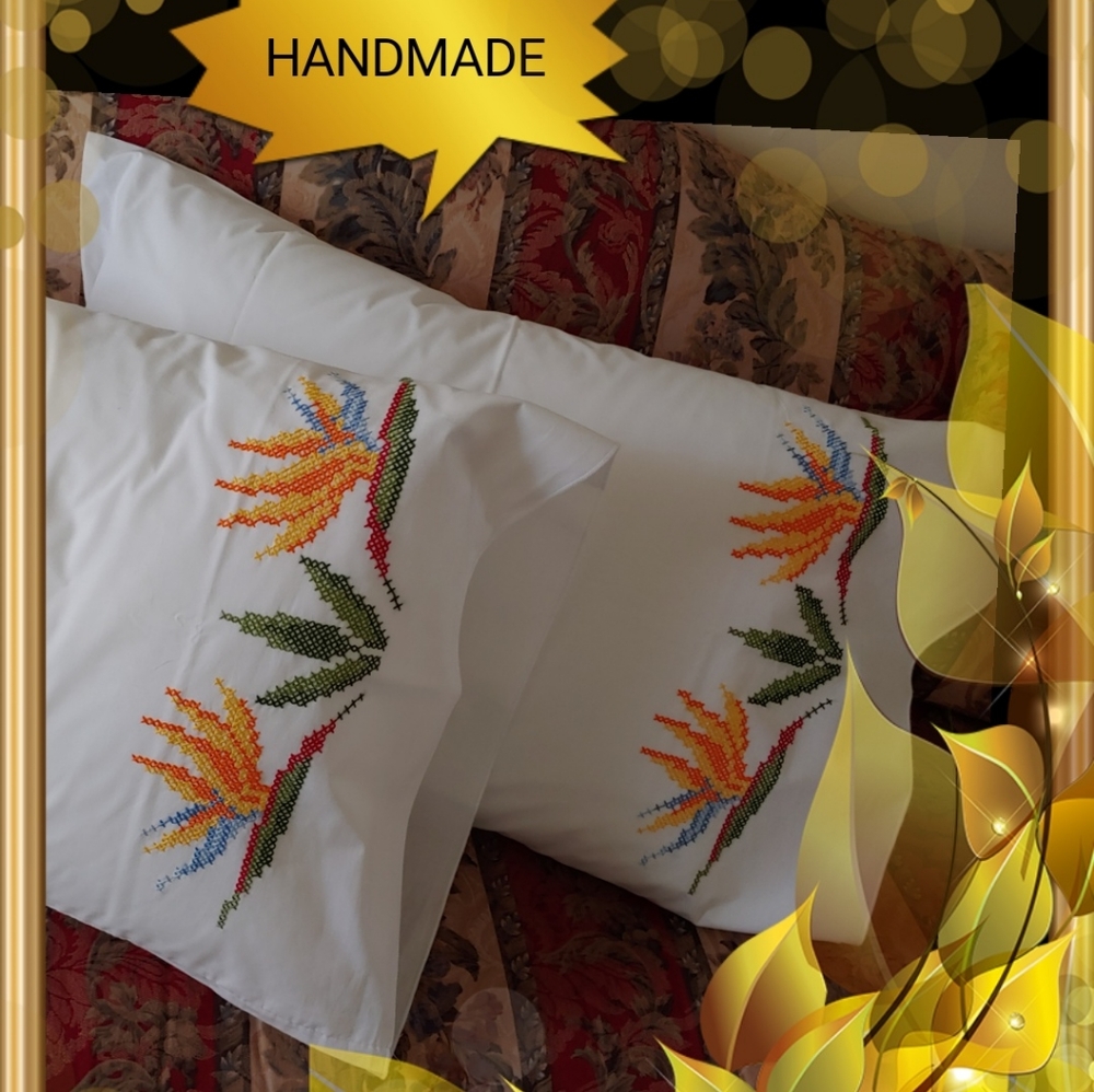 Handmade pair pillowcases rare!